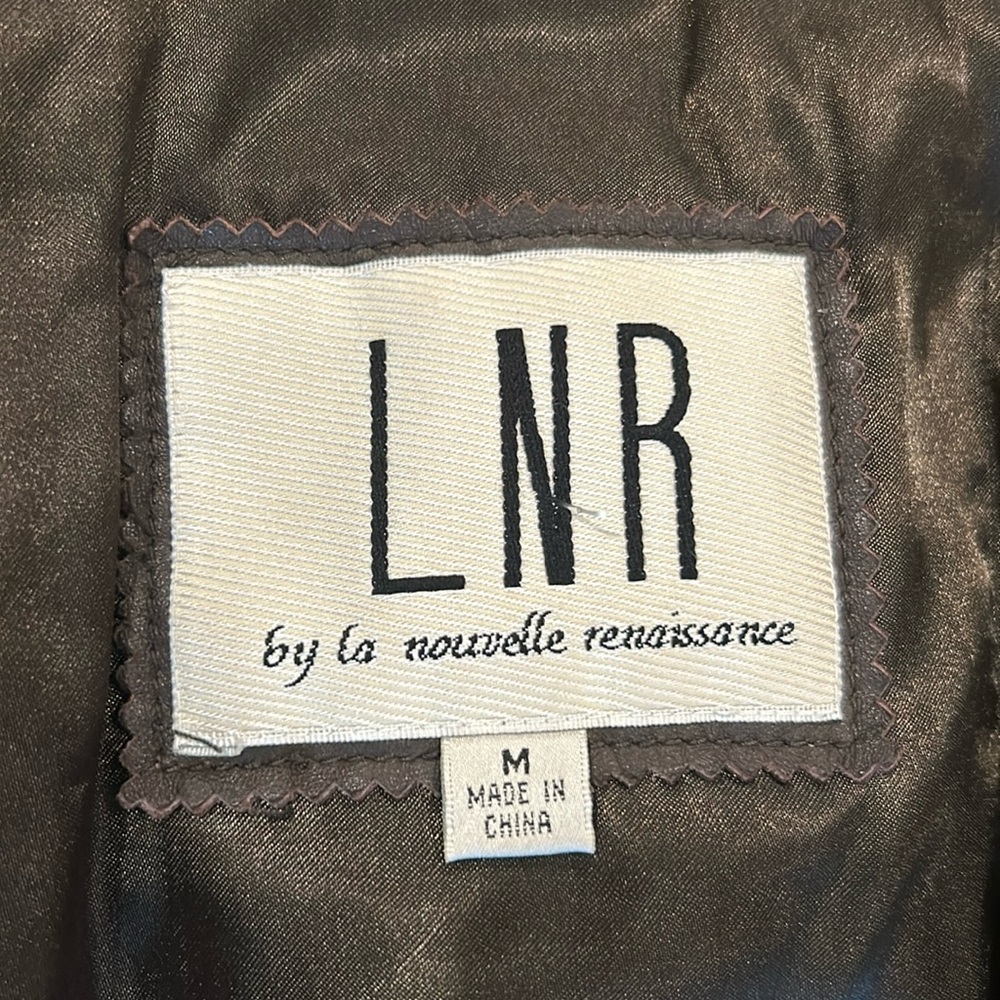 LNR Brown trench coat leather jacket 

LNR by La novella renaissance